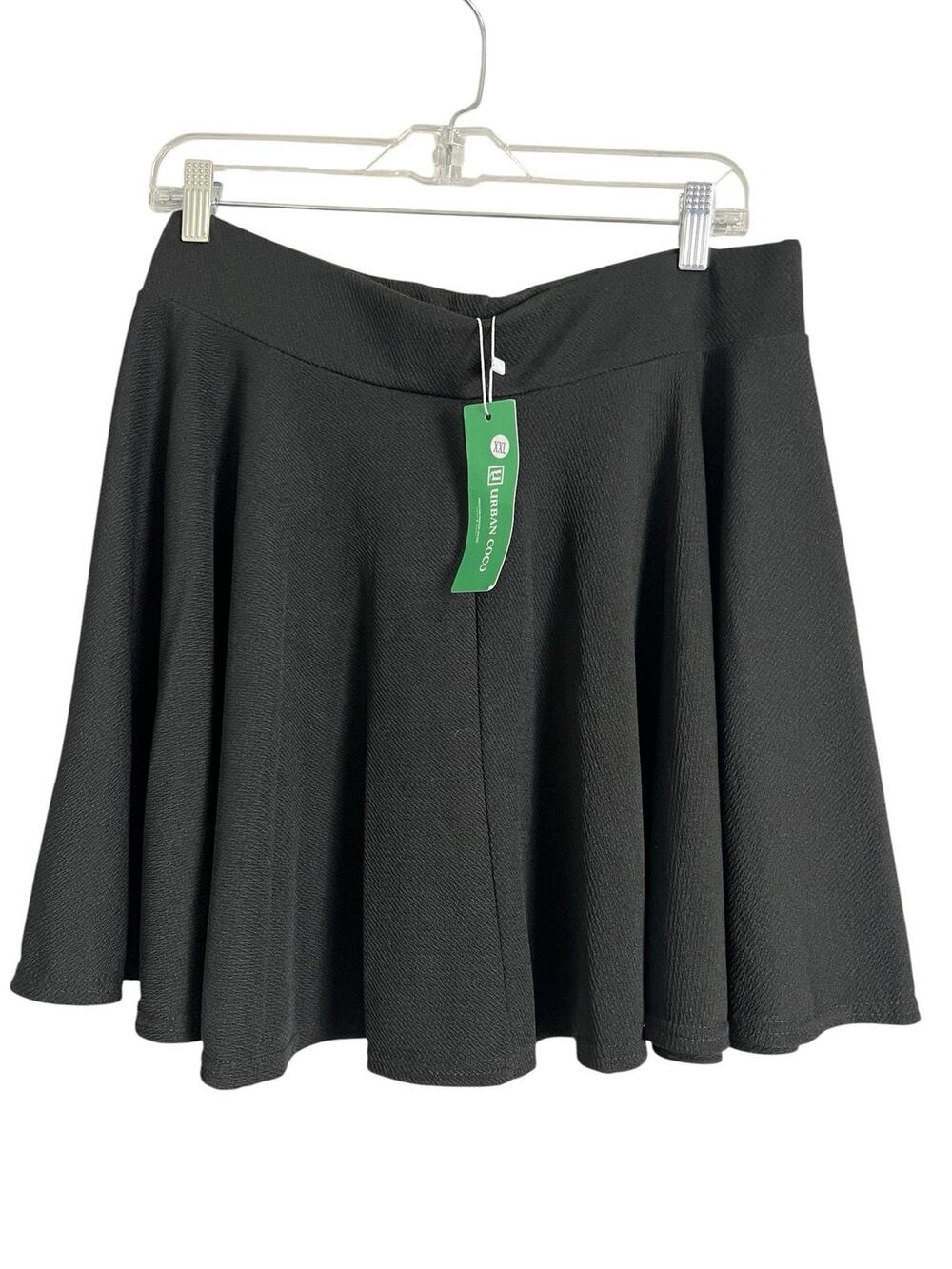 Urban Coco Skater Skirt Womens XXL Black Flare Knit Stretch Pull On Casual